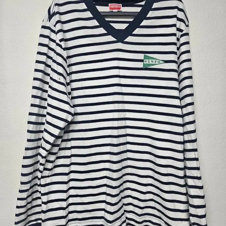 [BUNJANG] Kenzo Striped Long Sleeve V-Neck T-Shirt Size L / 겐조 스트라이프 롱슬리브 브이넥 L사이즈