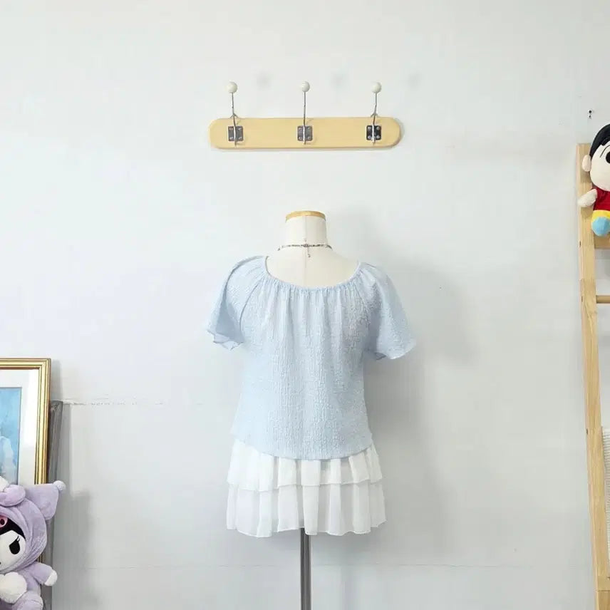 [BUNJANG] Vintage Sky Blue Lovely Blouse / 빈티지 만원샵 스카이블루 러블리 블라우스