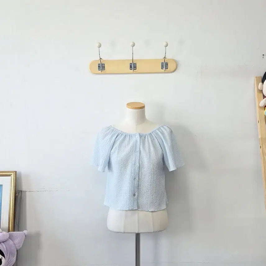 [BUNJANG] Vintage Sky Blue Lovely Blouse / 빈티지 만원샵 스카이블루 러블리 블라우스