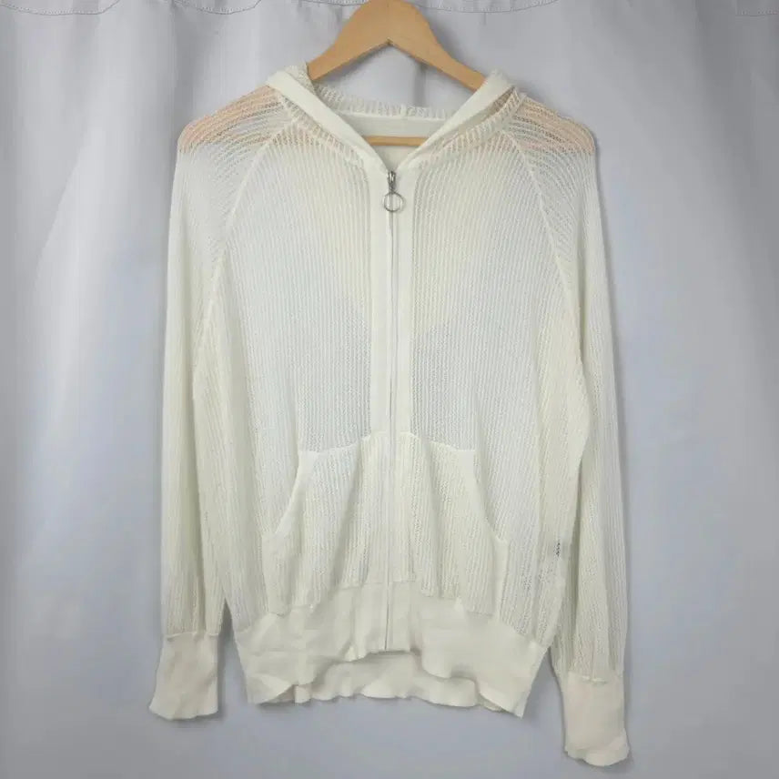 [BUNJANG] Georges Rech White Net Knit Hooded Zip-Up / 새상품급) 조르쥬레쉬 화이트 네트 니트 펀칭 후드집업