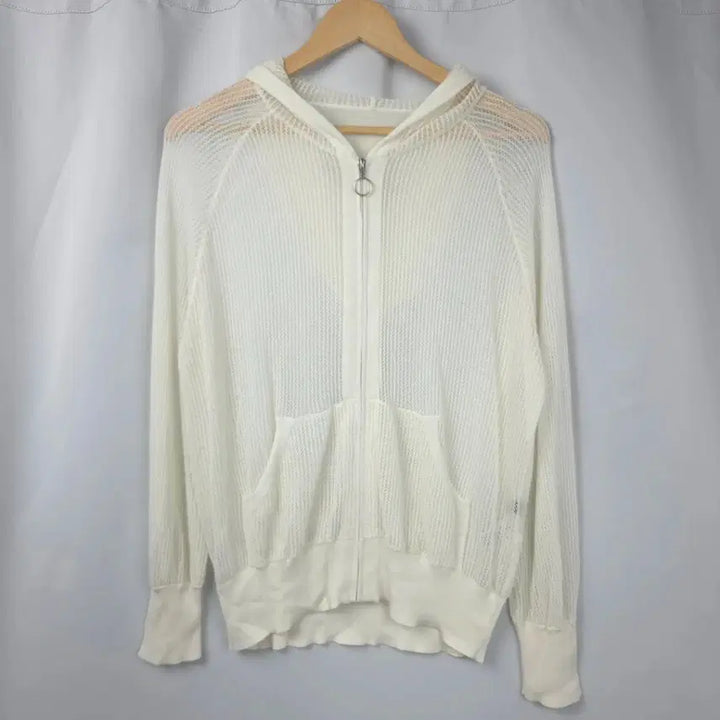 [BUNJANG] Georges Rech White Net Knit Hooded Zip-Up / 새상품급) 조르쥬레쉬 화이트 네트 니트 펀칭 후드집업