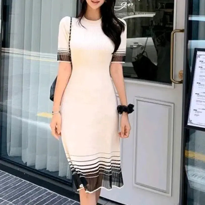 [BUNJANG] Imported Clothing Pearl Short Sleeve Dress / 수입의류 펄반팔원피스 꾸안꾸