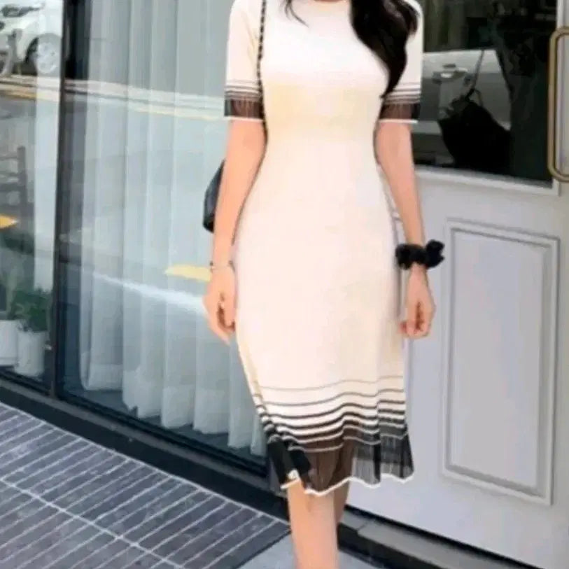 [BUNJANG] Imported Clothing Pearl Short Sleeve Dress / 수입의류 펄반팔원피스 꾸안꾸