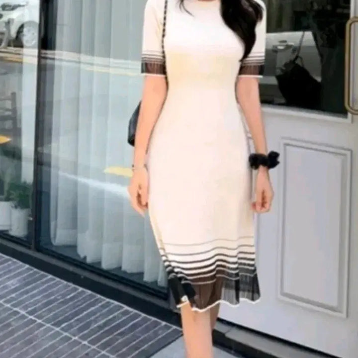 [BUNJANG] Imported Clothing Pearl Short Sleeve Dress / 수입의류 펄반팔원피스 꾸안꾸