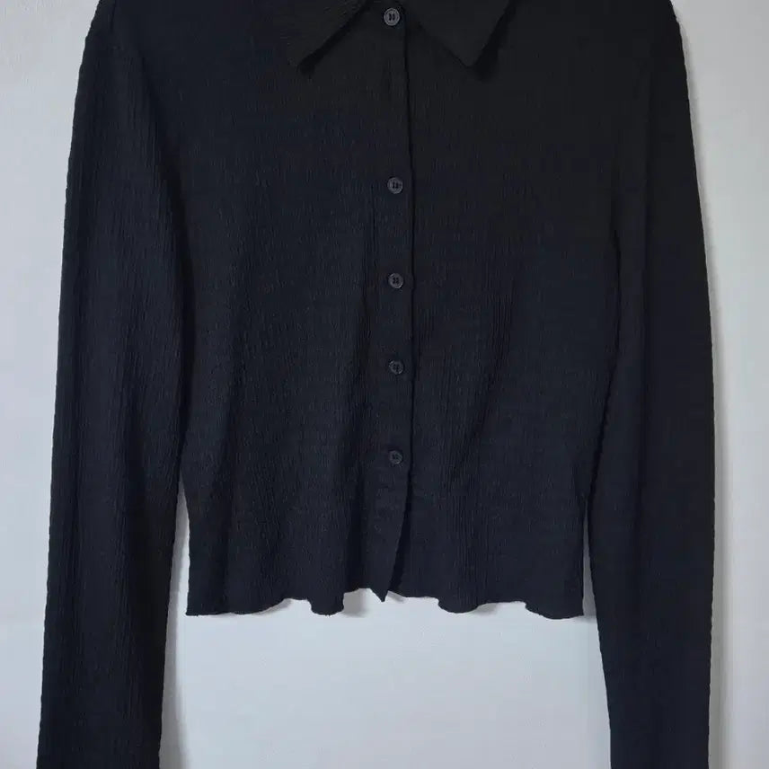 [BUNJANG] Cider Yoona Black Cropped Shirt (L) / 샵 CIDER 윤아 크롭 블랙 셔츠 L