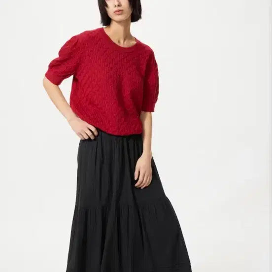 [BUNJANG] Uniqlo Tiered Maxi Skirt Black / [S] 유니클로 티어드 맥시 스커트 블랙