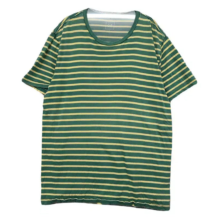 [BUNJANG] Gap Striped Green Short Sleeve T-Shirt (L) / 갭 스트라이프 그린 반팔티 L