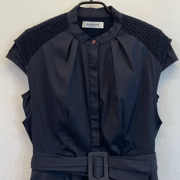 [BUNJANG] MOJO.S.PHINE Belted Dress Navy Cap Sleeve Lace Detail Size 55 / MOJO.S.PHINE 모조에스핀 벨티드원피스55 하객룩오피스룩출근룩
