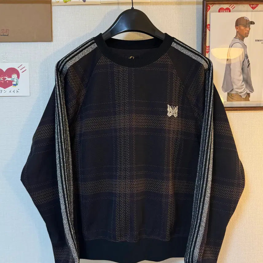 [BUNJANG] Needles 23AW Capsule Collection Crewneck Sweatshirt Brown Check / (XS)니들스 23AW 캡슐 컬랙션 크루넥 맨투맨 브라운