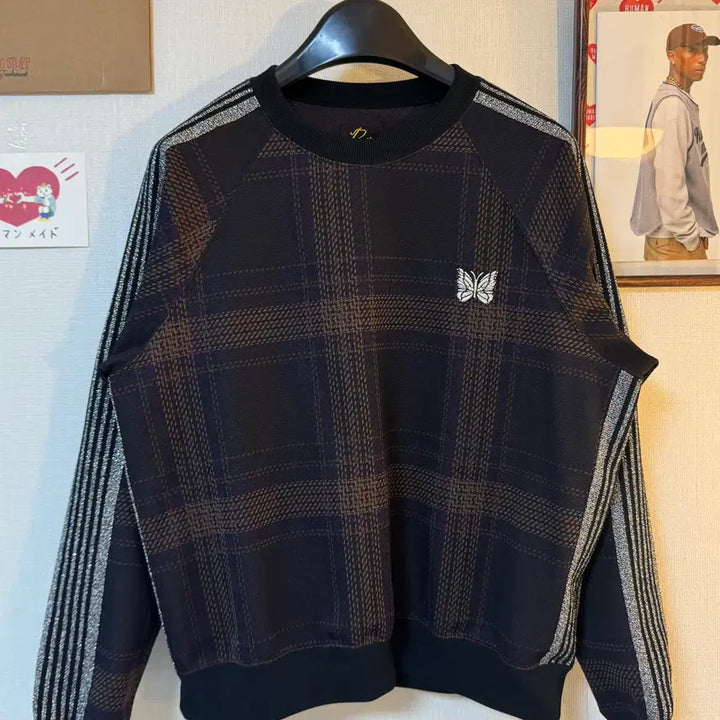 [BUNJANG] Needles 23AW Capsule Collection Crewneck Sweatshirt Brown Check / (XS)니들스 23AW 캡슐 컬랙션 크루넥 맨투맨 브라운