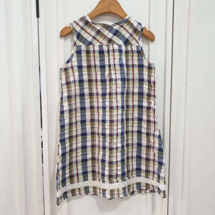 [BUNJANG] Palagu Ribbon Check Sleeveless Dress (Size 120) / 120 팔라구 리본 체크 민소매 원피스
