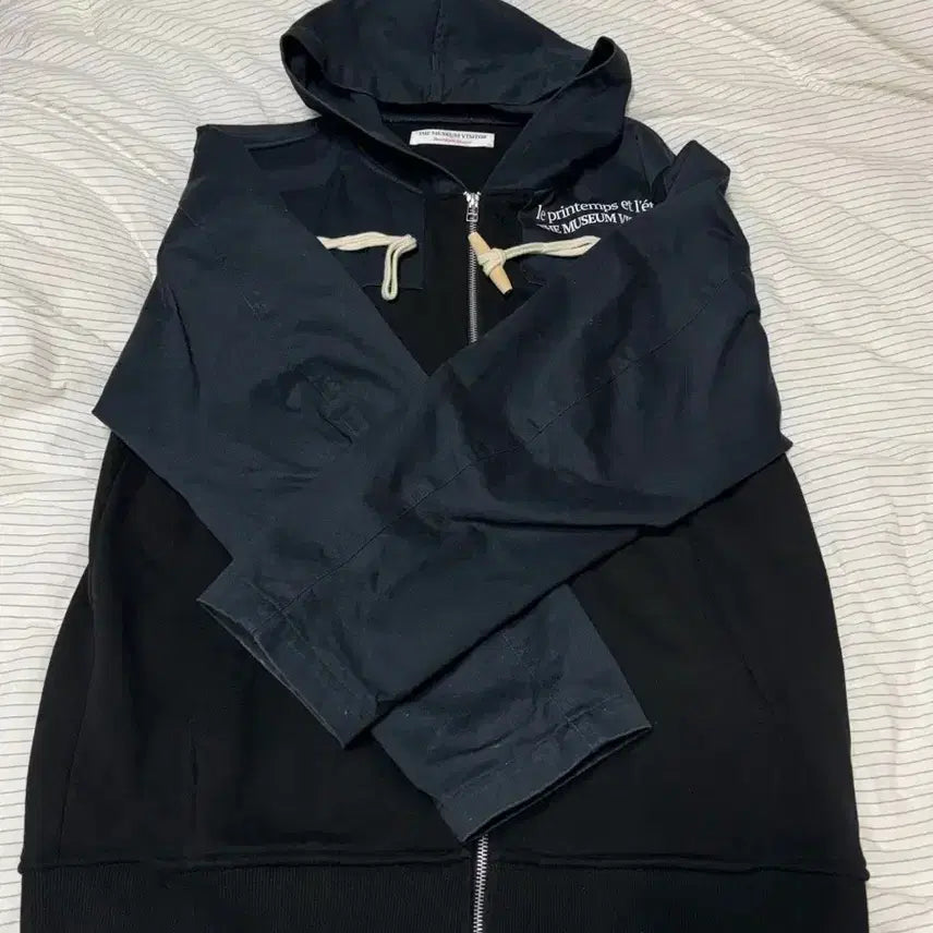 [BUNJANG] The Museum Visitor Hybrid Duffle Zip-Up Hoodie Dark Navy / 더뮤지엄비지터 하이브리드 더플 집업 후디 다크 네이비 L
