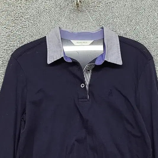 [BUNJANG] Beanpole Navy Logo Long Sleeve Polo Shirt 90 / 빈폴 네이비 로고 긴팔 카라티 90