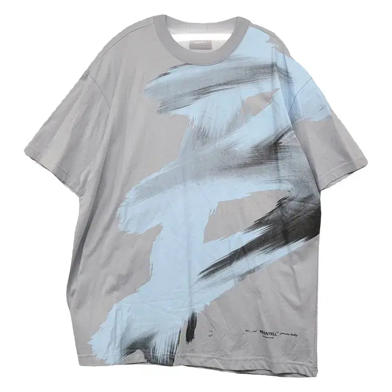 [BUNJANG] Vintril Printing Light Gray T-Shirt (Size L/100) / 빈트릴 프린팅 라이트 그레이 반팔티 L(100)