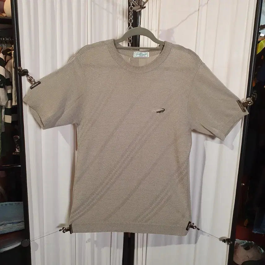 [BUNJANG] Crocodile Knit Short Sleeve T-Shirt Beige / 크로커다일 여름니트 반팔 티셔츠 95사이즈 2508615