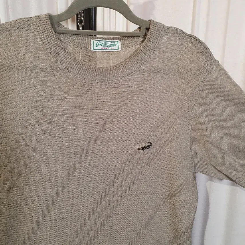 [BUNJANG] Crocodile Knit Short Sleeve T-Shirt Beige / 크로커다일 여름니트 반팔 티셔츠 95사이즈 2508615
