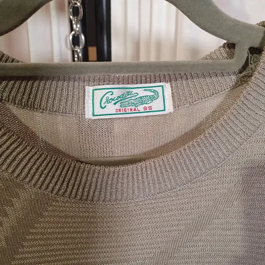 [BUNJANG] Crocodile Knit Short Sleeve T-Shirt Beige / 크로커다일 여름니트 반팔 티셔츠 95사이즈 2508615