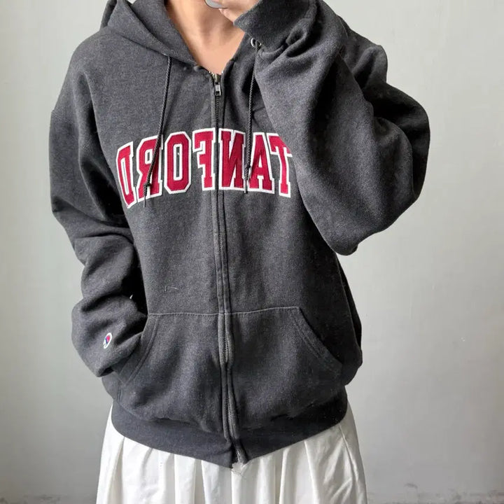 [BUNJANG] Champion Grey Hoodie Zip-Up / [L] 챔피온 그레이 후드집업