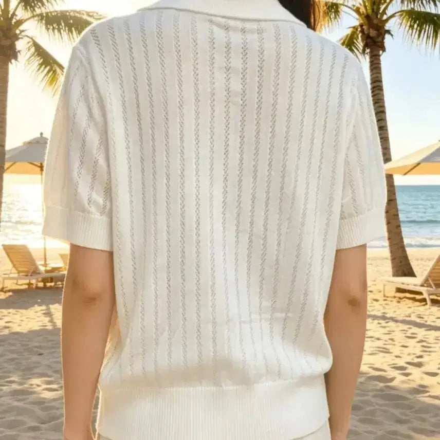 [BUNJANG] Cool Collar Knit Top / 새옷)시원한 카라니트