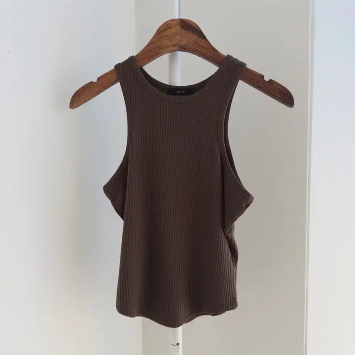 [BUNJANG] Soft Ribbed Sleeveless Top + Pants Set - Dark Brown / 교신안함)소프트 골지 나시+팬츠 세트-다크브라운