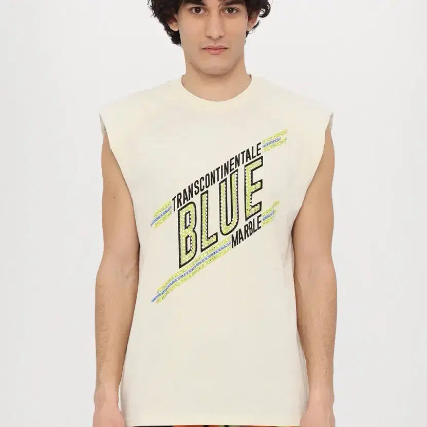 [BUNJANG] BLUEMARBLE Padded Shoulder Sleeveless T-shirt / 블루마블 패디드 숄더 슬리브리스 티셔츠