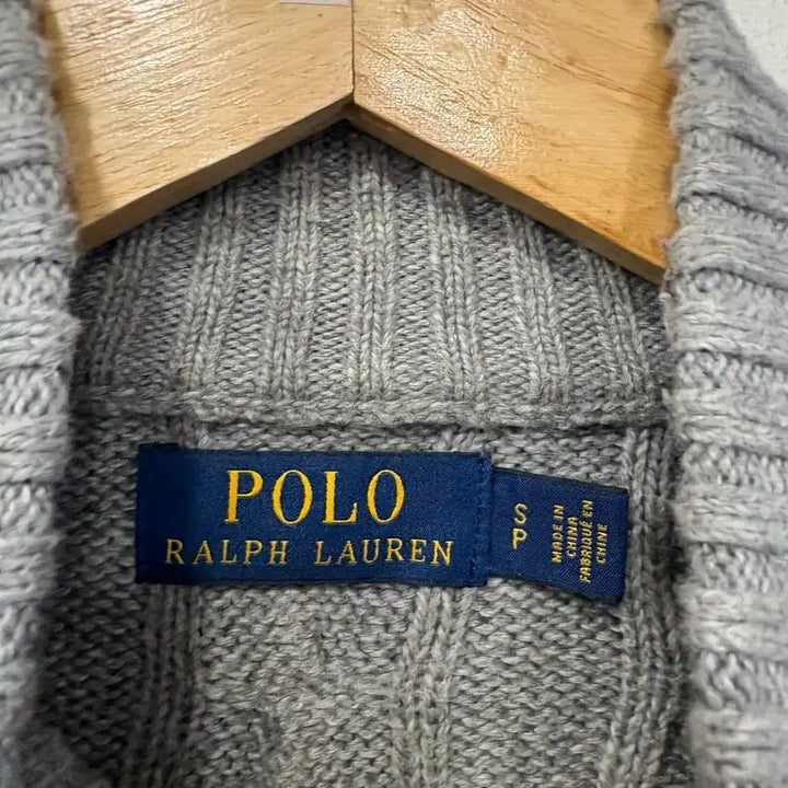 [BUNJANG] Polo Ralph Lauren Cable Knit Half-Zip Sweater Grey Size S / 폴로 랄프로렌 케이블 반집업 니트 그레이