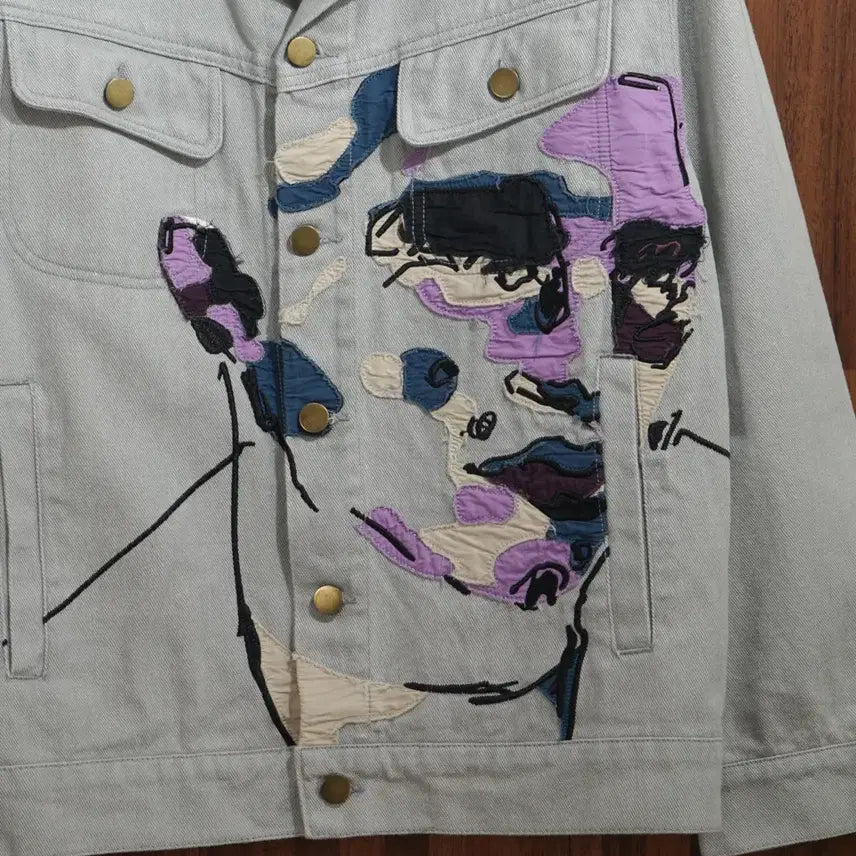 [BUNJANG] KidSuper 23AW Face Embroidered Denim Jacket / 키드슈퍼 23AW 엠브로이더리 데님 자켓