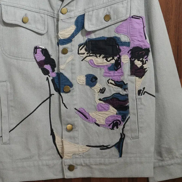 [BUNJANG] KidSuper 23AW Face Embroidered Denim Jacket / 키드슈퍼 23AW 엠브로이더리 데님 자켓