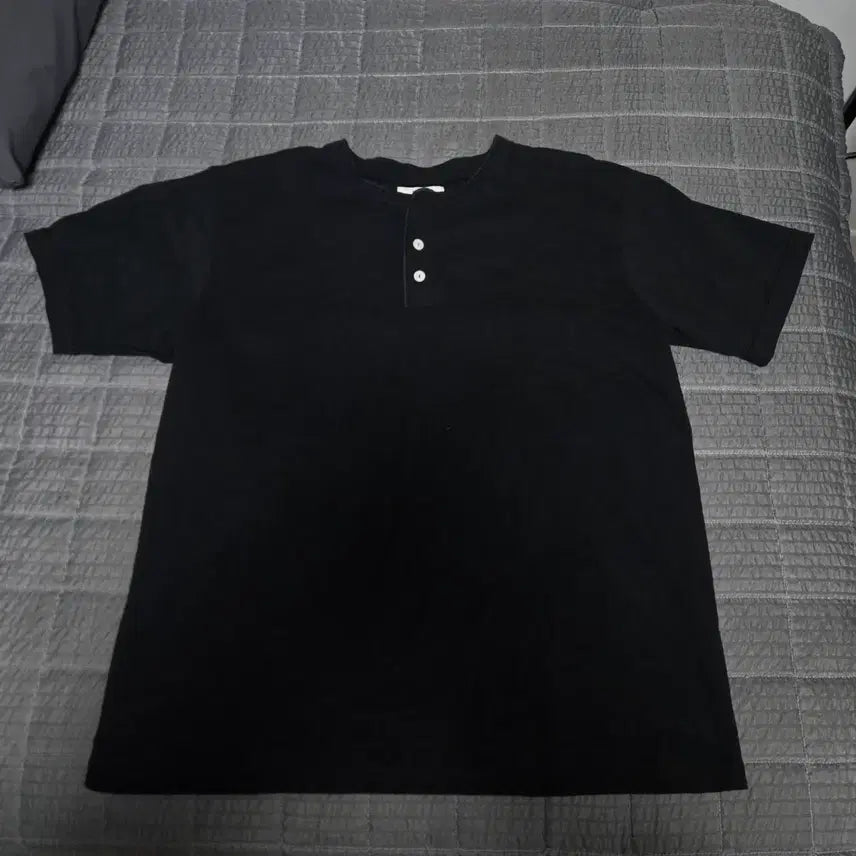 [BUNJANG] OCONQUER Henley Neck T-Shirt Black XXL / 오콘쿼 헨리넥 블랙 xxl