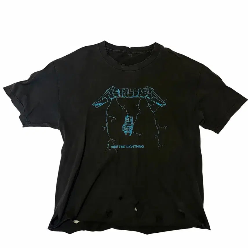 [BUNJANG] Metallica Ride the Lightning T-Shirt Black / 메탈리카 라이드 더 라이트닝 반팔 티셔츠 블랙