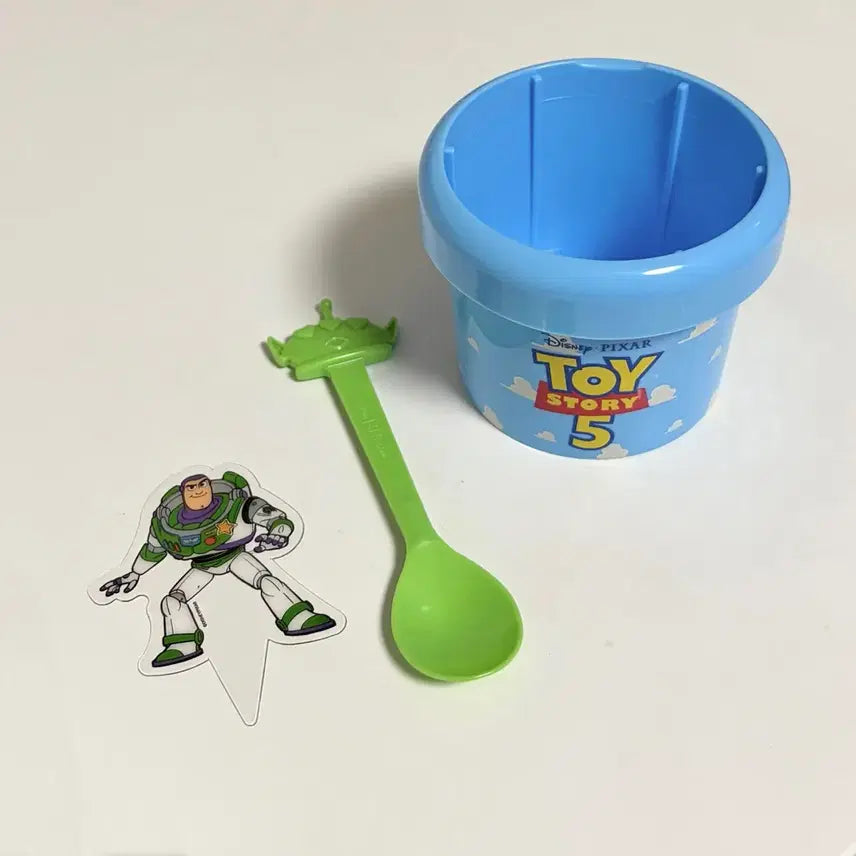 [BUNJANG] Toy Story Play Cup with Buzz Decopic and Alien Spoon Set / 토이스토리 플레이컵 + 버즈 데코픽 + 알린 스푼
