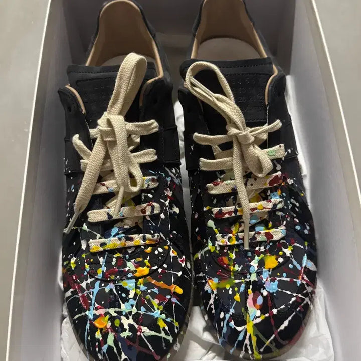 [BUNJANG] Maison Margiela Replica Painted Sneakers Black / 마르지엘라 레플리카 페인팅 스니커즈 블랙