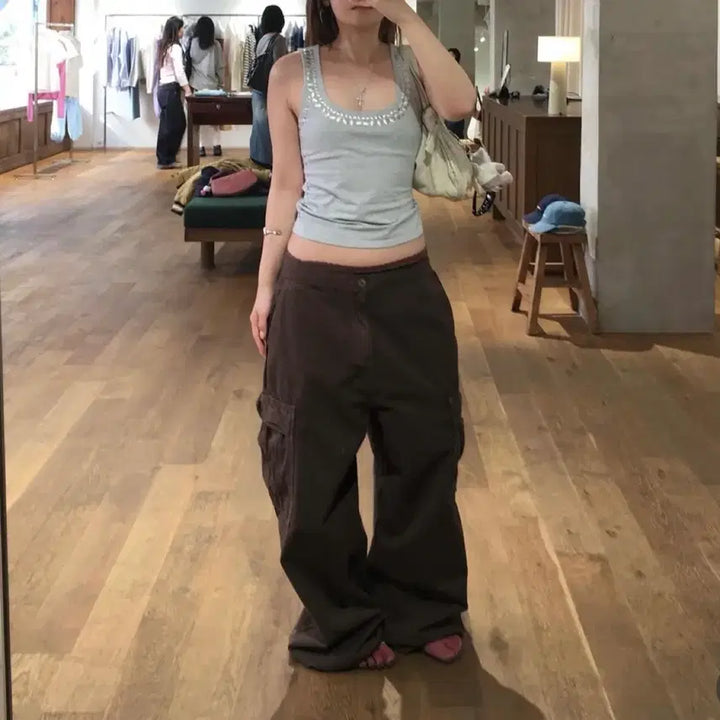 [BUNJANG] Brandy Melville Brown Cargo Pants / 브랜디멜빌 브라운 카고 팬츠