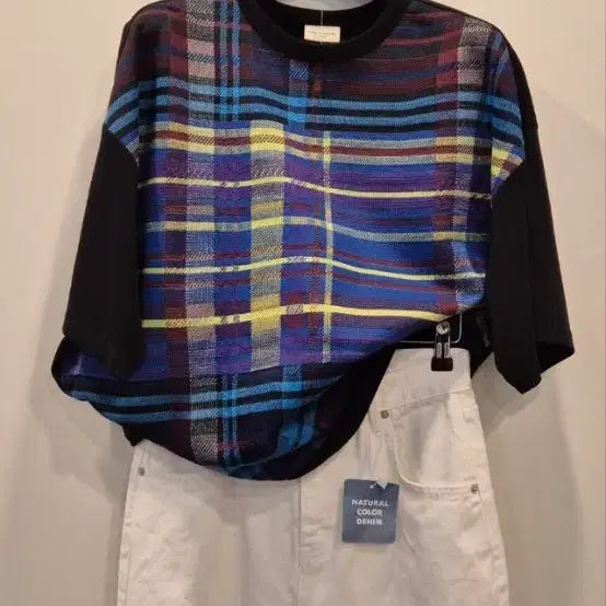 [BUNJANG] Dries Van Noten Check Knit Panel T-Shirt / 드리스반노튼  프리   체크니트배색   티셔츠