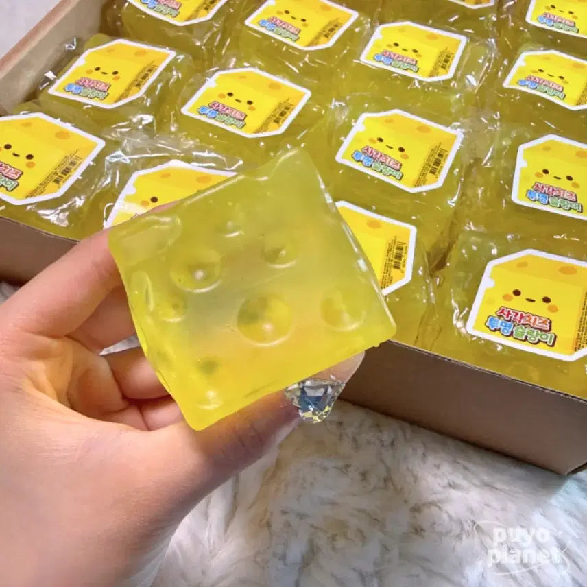 [BUNJANG] Green Apple Squishy Ball + Square Cheese Transparent Squishy Set / [오픈이벤트]청사과왁뿌+사각치즈투명슬랑이 2종 set