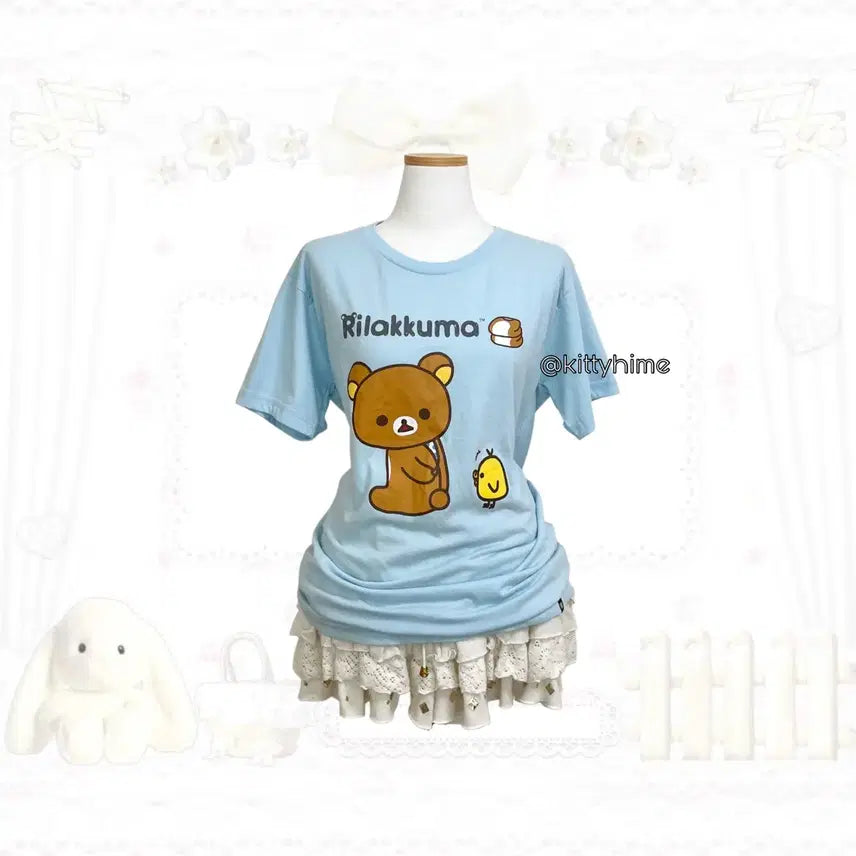 [BUNJANG] San-X Rilakkuma Sky Blue T-Shirt / rilakkuma 리락쿠마 하늘색 반팔 리락쿠마반팔 고전산엑스