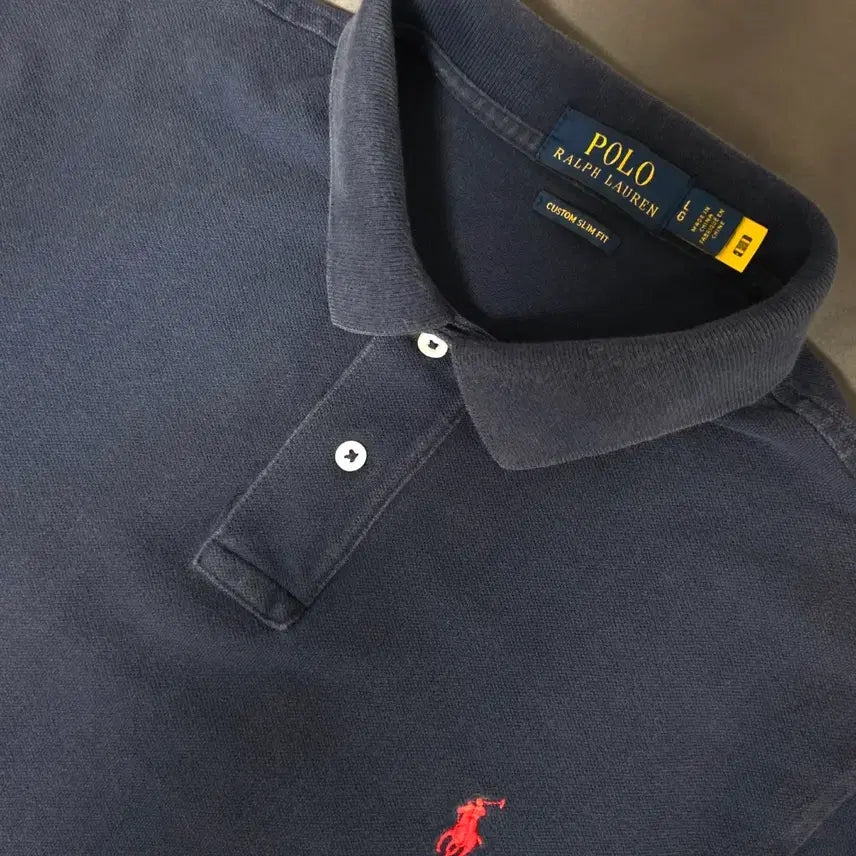 [BUNJANG] Polo Ralph Lauren Navy Custom Slim Fit Polo Shirt / 폴로 랄프로렌 네이비 카라티 셔츠