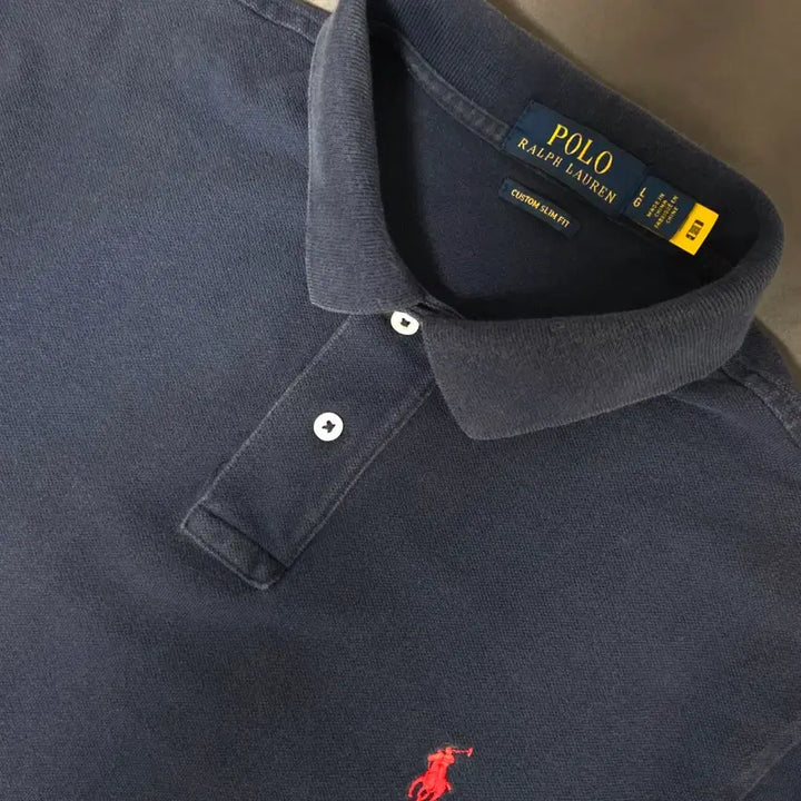 [BUNJANG] Polo Ralph Lauren Navy Custom Slim Fit Polo Shirt / 폴로 랄프로렌 네이비 카라티 셔츠