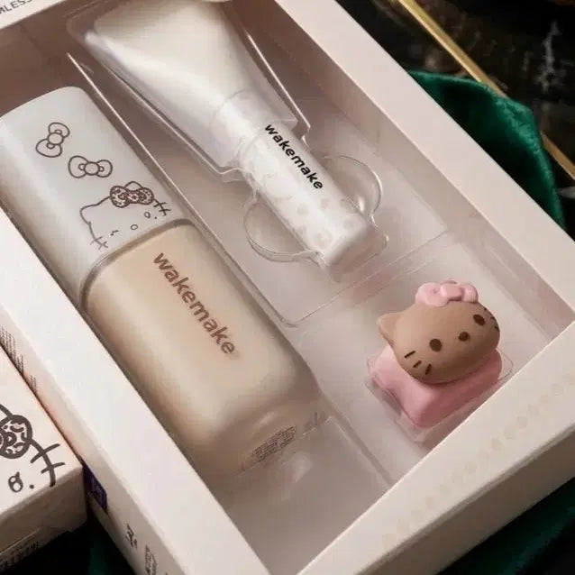 [BUNJANG] WakeMake x Garu Kitty Limited Edition Foundation Set (21) - Sealed / (미개봉) 웨이크메이크 갸루키티 한정판 Qoo10 파운데이션세트 21호
