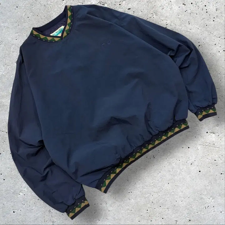 [BUNJANG] TURFER 90s Navy Pattern Color Block Warm-up Windbreaker Jacket / [L] 90s TURFER 바람막이 네이비색 패턴 배색 웜업