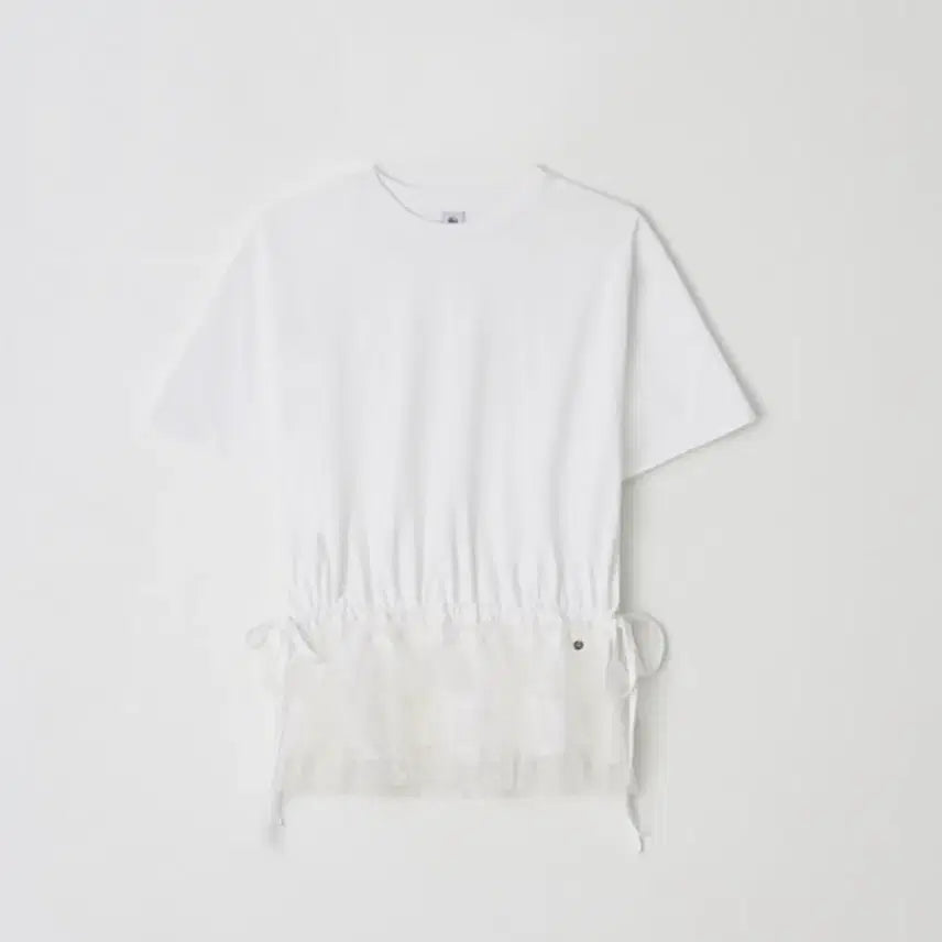 [BUNJANG] Ronron Dot Frill Short Sleeve T-shirt White / 론론 도트 프릴 반팔티셔츠 화이트