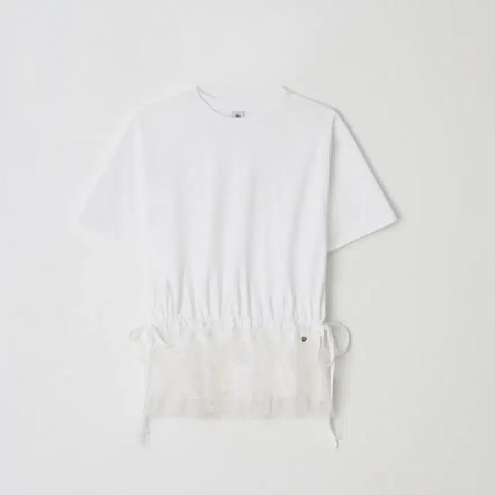 [BUNJANG] Ronron Dot Frill Short Sleeve T-shirt White / 론론 도트 프릴 반팔티셔츠 화이트