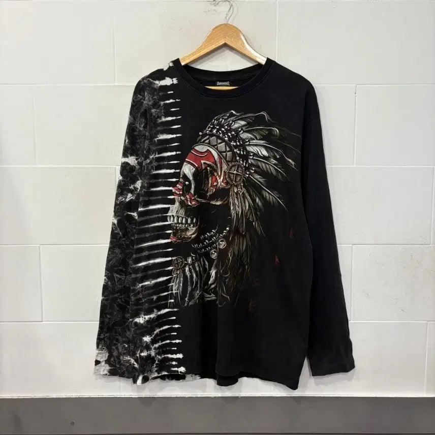 [BUNJANG] Vintage Skull Print Long Sleeve T-Shirt / 빈티지 스컬 프린팅 롱 슬리브