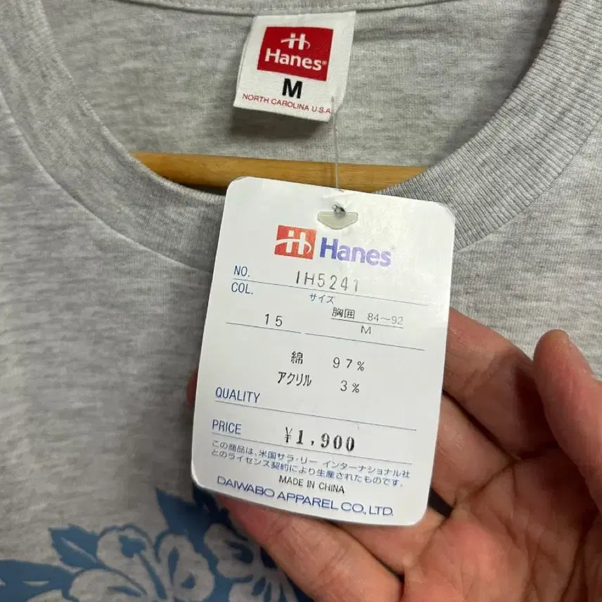 [BUNJANG] Vintage Hanes Light Grey T-Shirt / (새상품) 90s 헤인즈(Hanes) 라이트그레이 반팔티 데드스탁 M