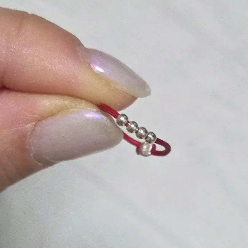 [BUNJANG] Red String Silver Ball Ring / 빨간줄 은볼 반지