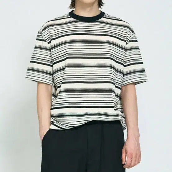 [BUNJANG] System Homme Linen Stripe T-Shirt Size 100 / 시스템옴므 린넨 스트라이프 티셔츠(100)
