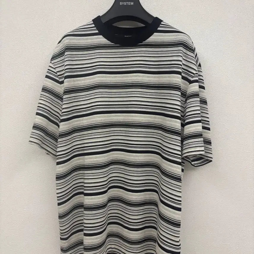 [BUNJANG] System Homme Linen Stripe T-Shirt Size 100 / 시스템옴므 린넨 스트라이프 티셔츠(100)