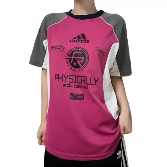 [BUNJANG] Adidas Colorblock Short Sleeve Jersey / 아디다스 핑크 배색 저지 슬리브 반팔