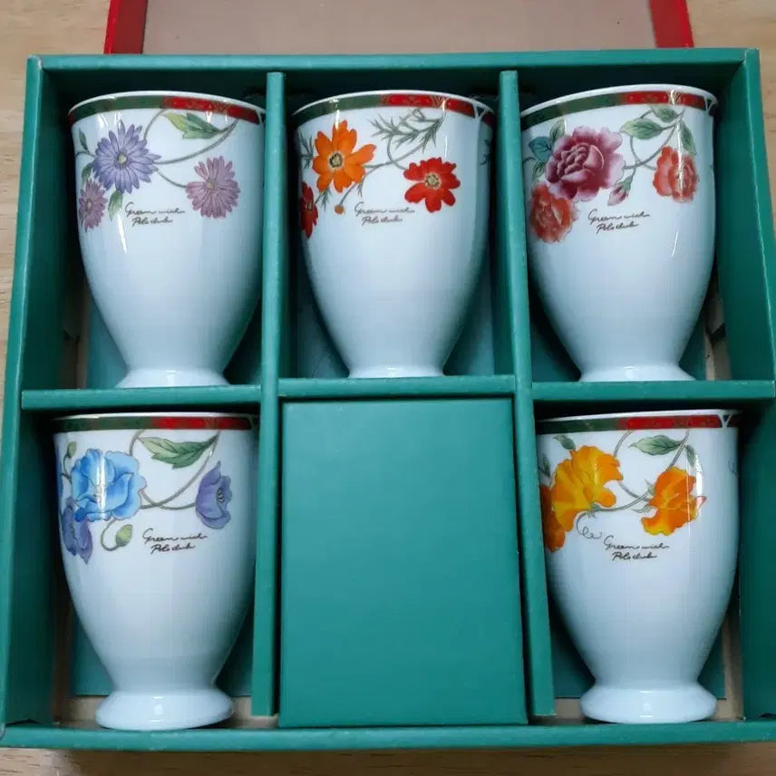 [BUNJANG] Polo Club Floral Pattern Cup Set (Set of 5) / 폴로클럽 꽃무늬 컵 6개 세트(일본)
