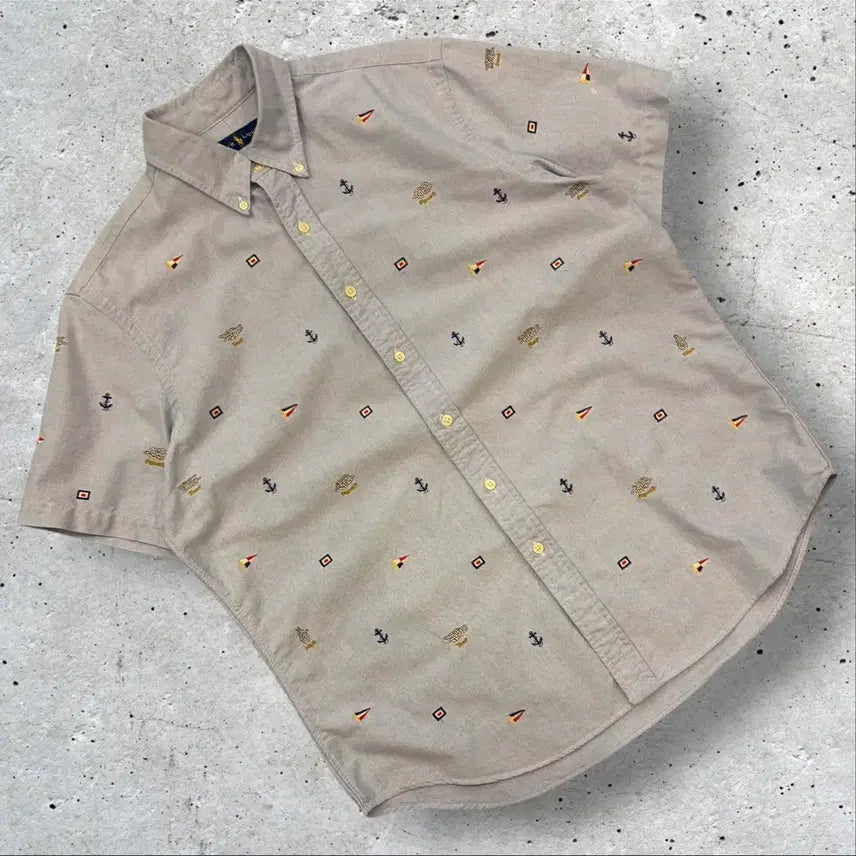 [BUNJANG] Polo Ralph Lauren Short Sleeve Shirt Navy Pattern [L] / [L] 폴로 랄프로렌 반팔 셔츠 네이비 패턴